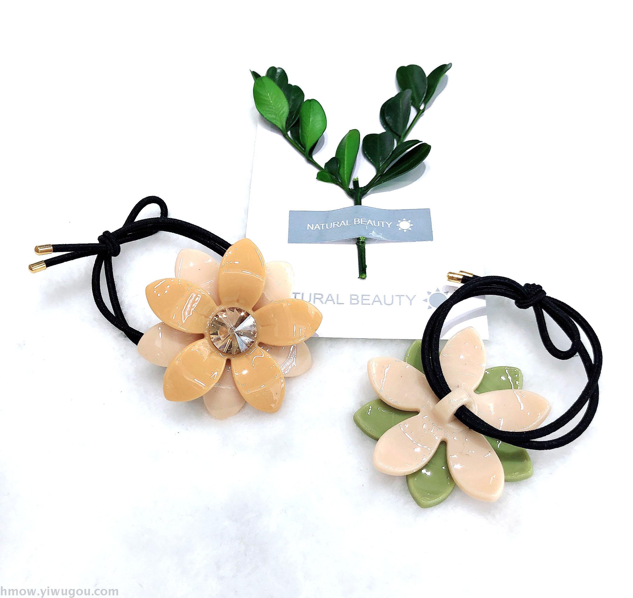 Flower hair rope South Korea Simple temperament hair ring girl Joker fascinate hair band hair hoop blonde buttons