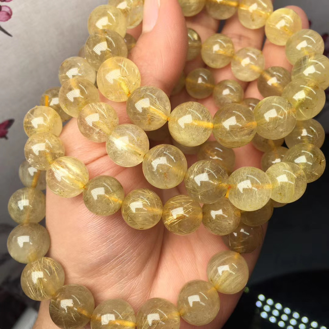 Gold Rutilated Quartz Bracelet Manufacturers Wholesale Natural Hair Crystal Bracelet Hair Thick Crystal Good Value for Money Blonde Bracelet