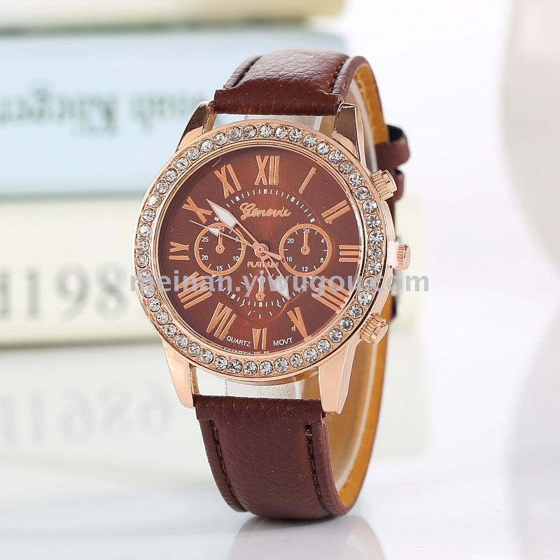 Blonde candy color Geneva double level watch three diamond students table