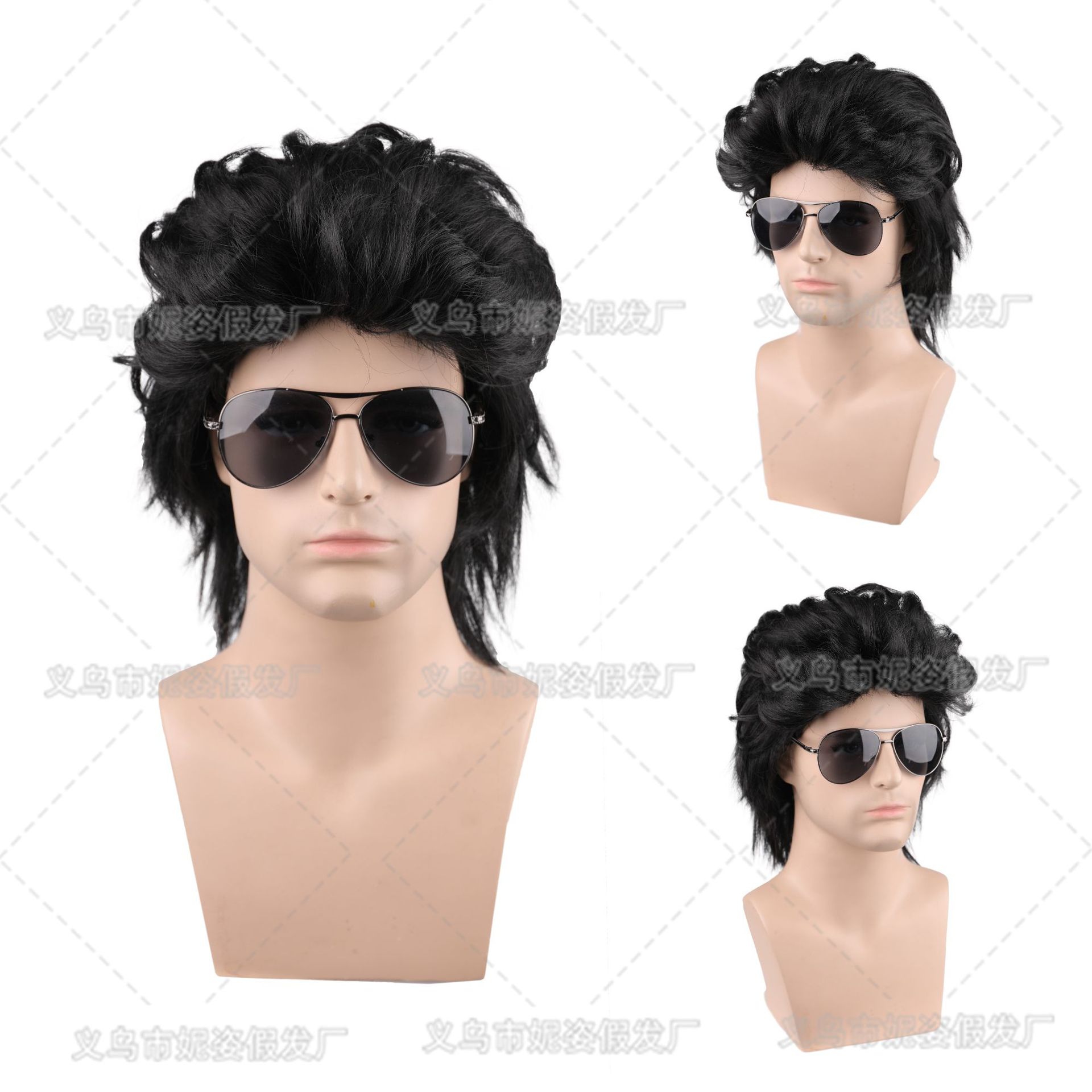 New Product BestSelling Wig Men's Short Curly Hair Dyed Rose Net Wig Sheath Currently Available Whole