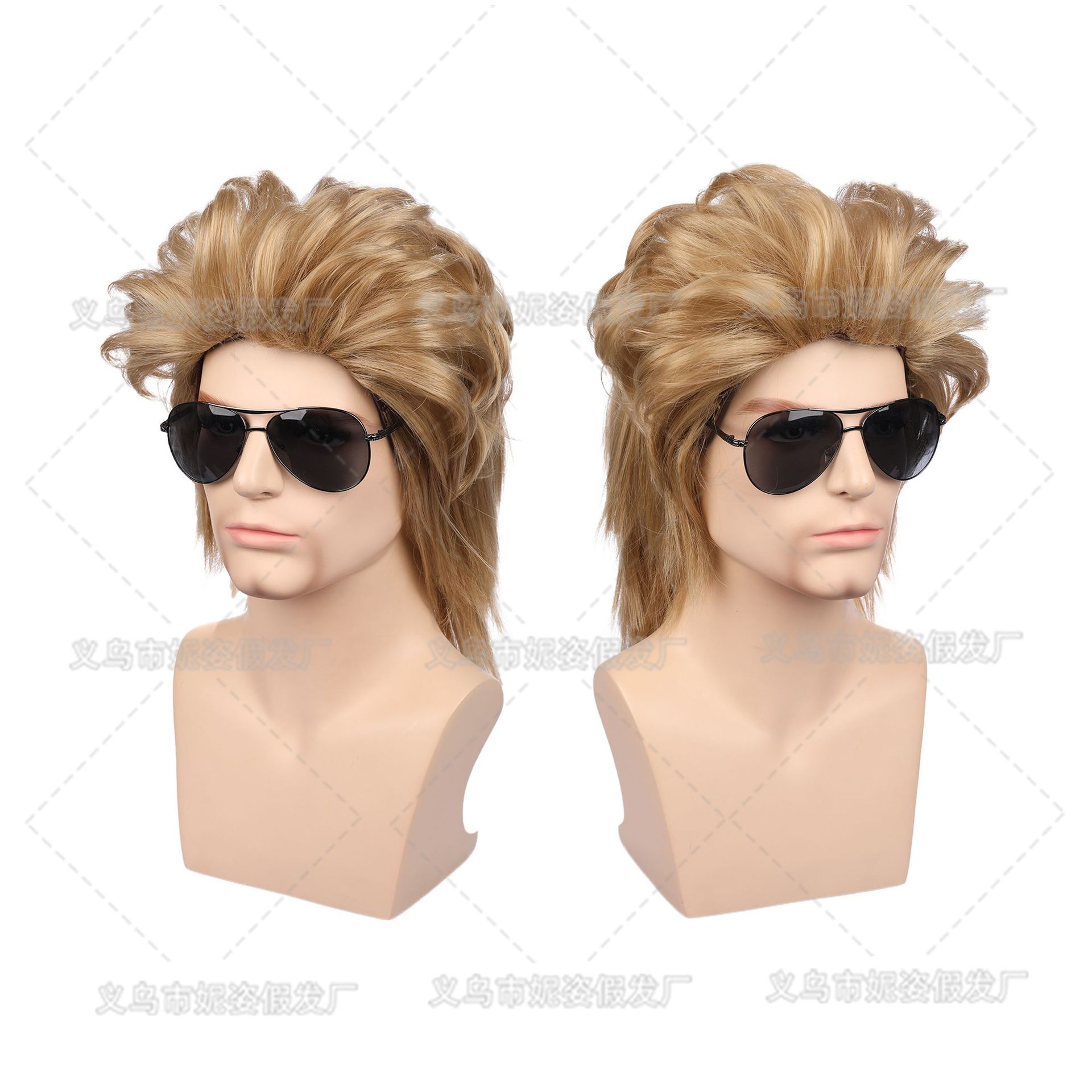 New Product BestSelling Wig Men's Short Curly Hair Dyed Rose Net Wig Sheath Currently Available Whole
