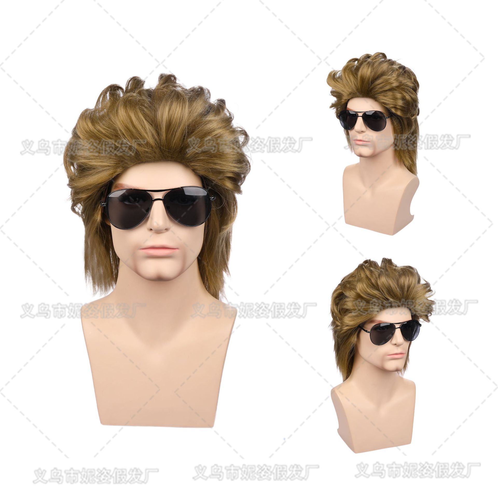 New Product BestSelling Wig Men's Short Curly Hair Dyed Rose Net Wig Sheath Currently Available Whole