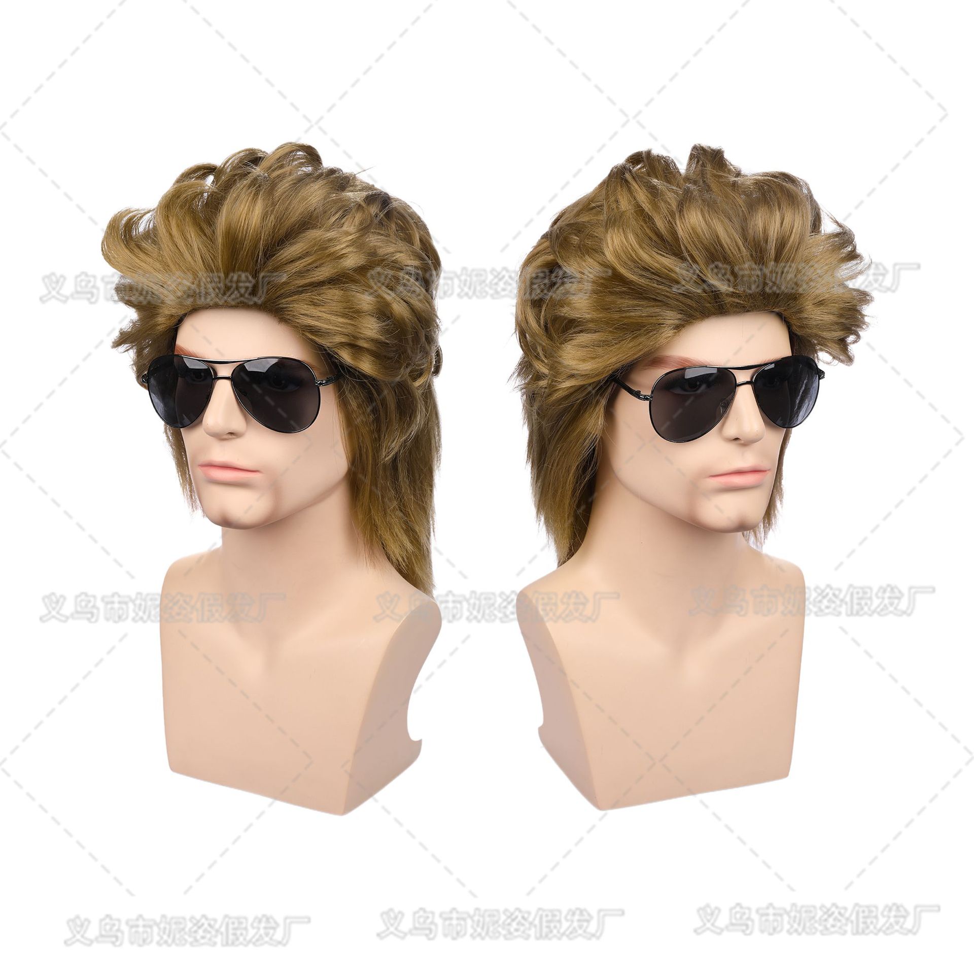 New Product BestSelling Wig Men's Short Curly Hair Dyed Rose Net Wig Sheath Currently Available Whole