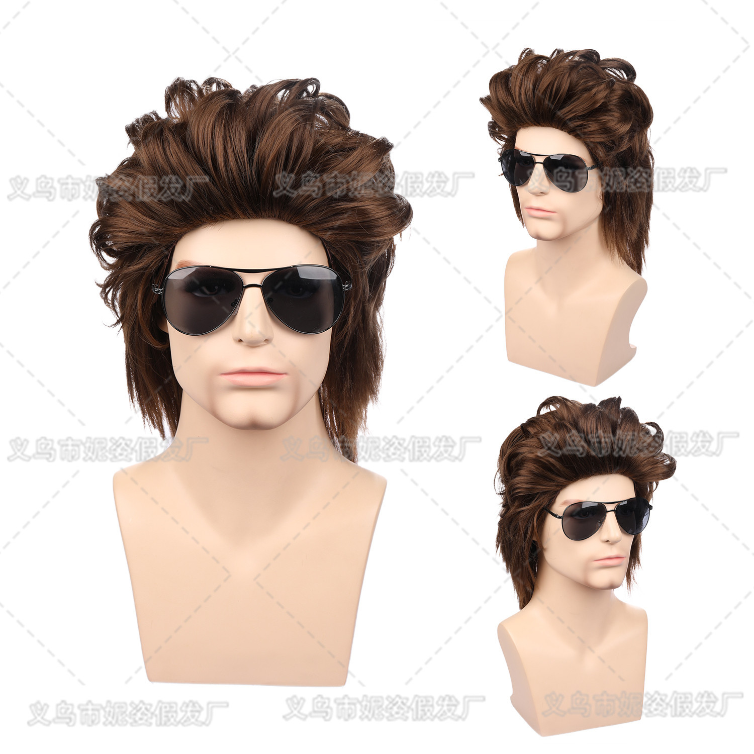New Product BestSelling Wig Men's Short Curly Hair Dyed Rose Net Wig Sheath Currently Available Whole