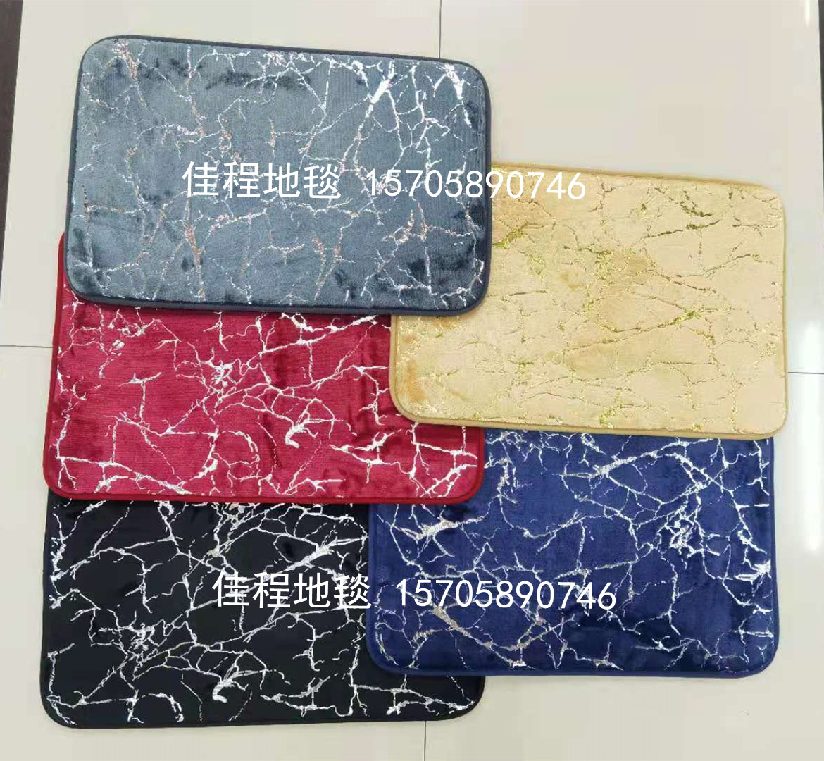 New Flannel Gilding Floor Mat Blonde Velvet Floor Mat Door Mat Non-Slip Mat Golden Crack Floor Mat