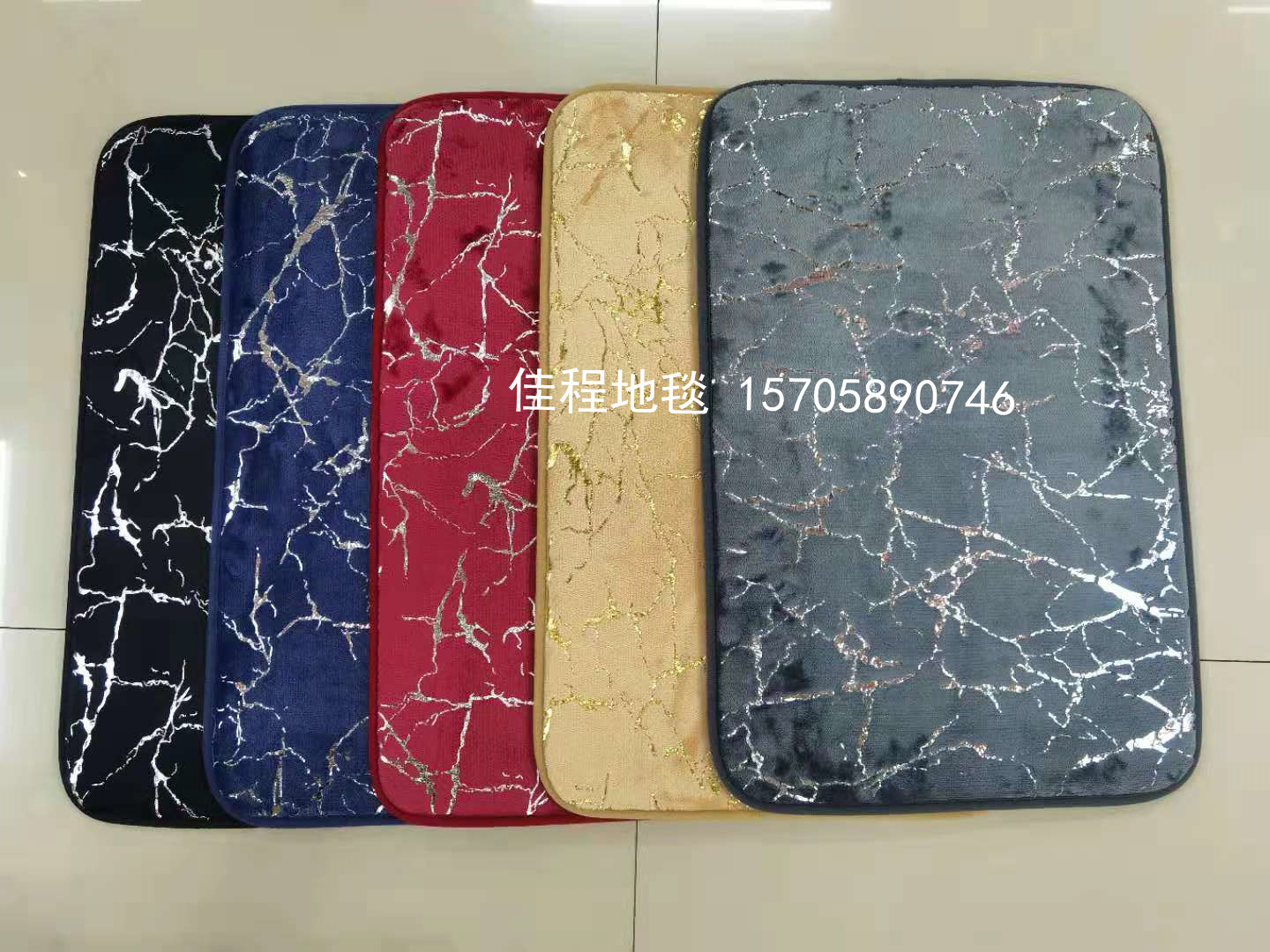 New Flannel Gilding Floor Mat Blonde Velvet Floor Mat Door Mat Non-Slip Mat Golden Crack Floor Mat