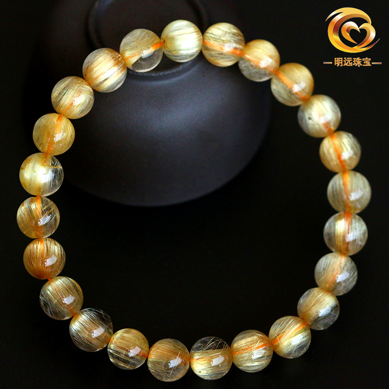 Natural Gold Rutilated Quartz Bracelet 23456a Smooth Hair Multi-Blonde Bracelet Crystal Ornament Factory Direct Sales Crystal