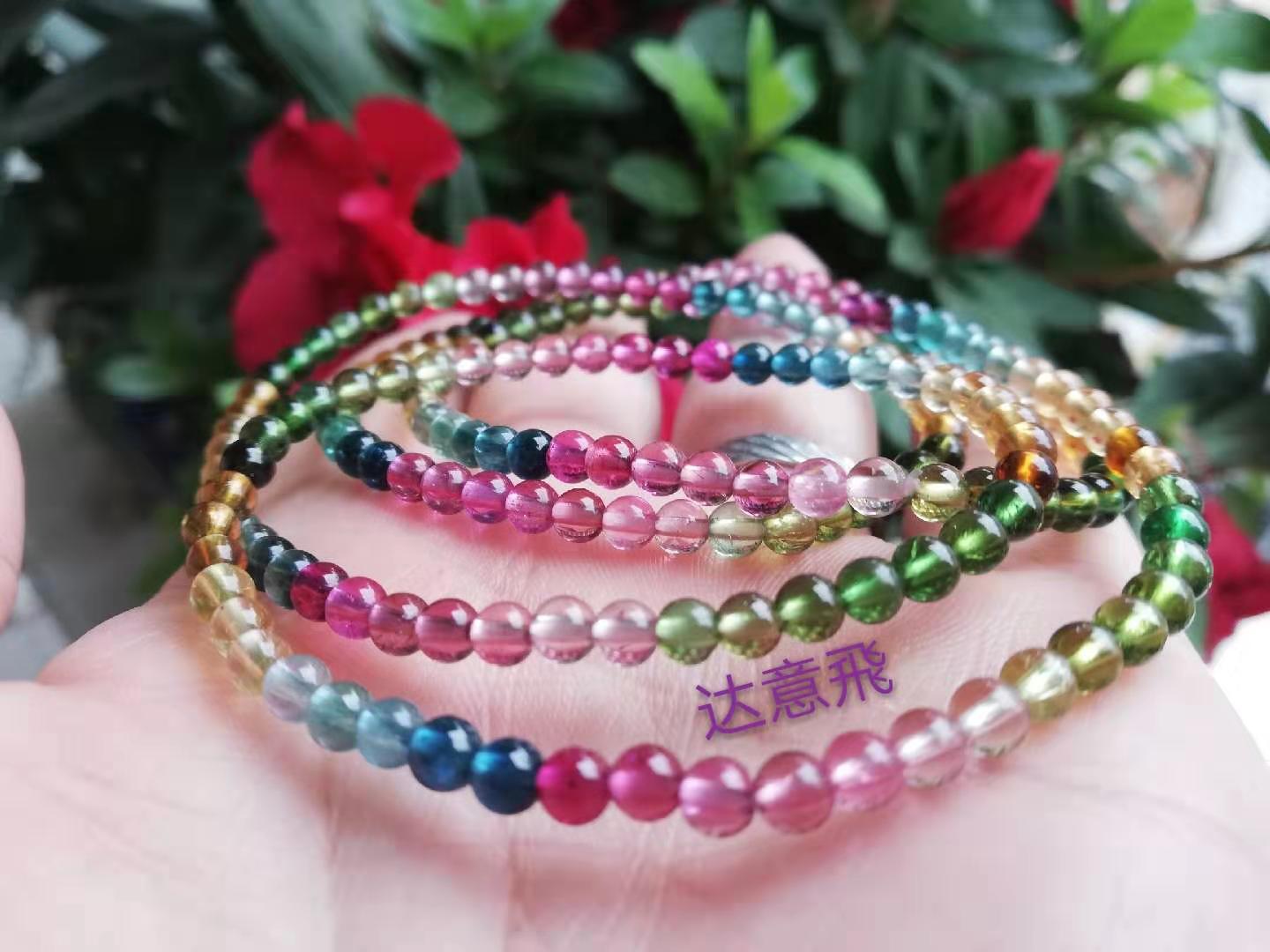 Tourmaline Aquamarine Agate Moonlight Strawberry Blonde Green Phantom Quartz over Seven Red Crystal Aurora Garnet Bracelet for Women