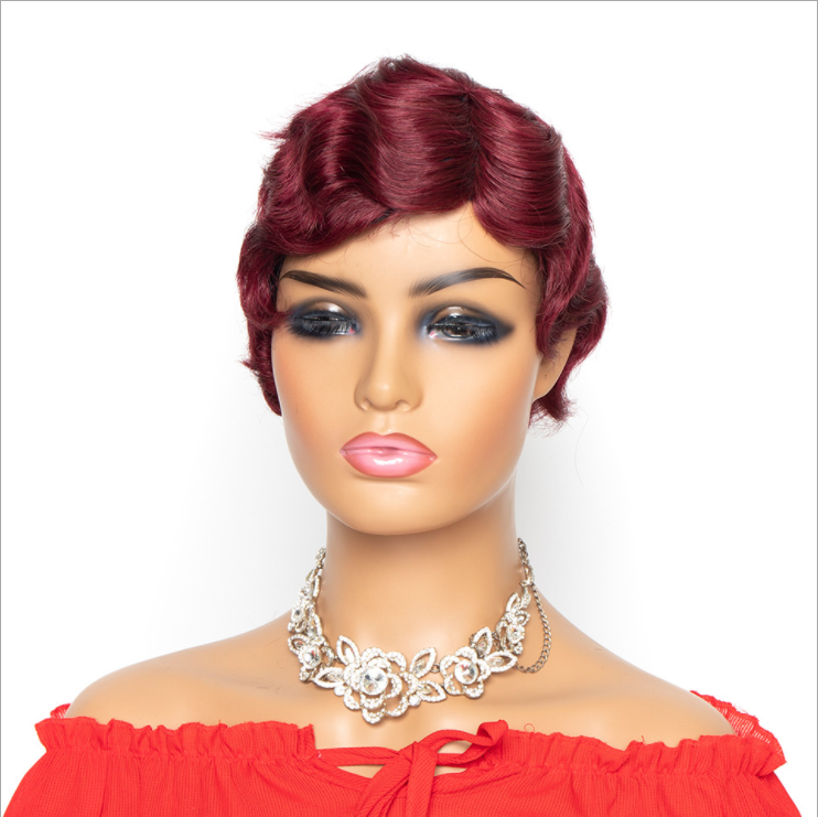Blonde Human hair finger wave wig