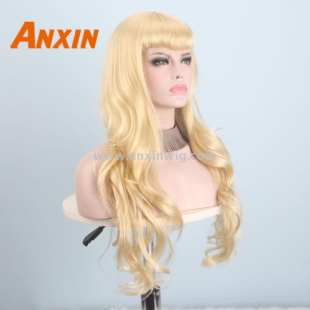 Anxin Long Black Wigs for Black Women Wave Hairs with Bangs Synthetic Curly Natural Color Blonde Cosplay Party Wig Anxin Long Black Wigs for Black Women Wave Hairs with Bangs Synthetic Curly Natural Color Blonde Cosplay Party Wig