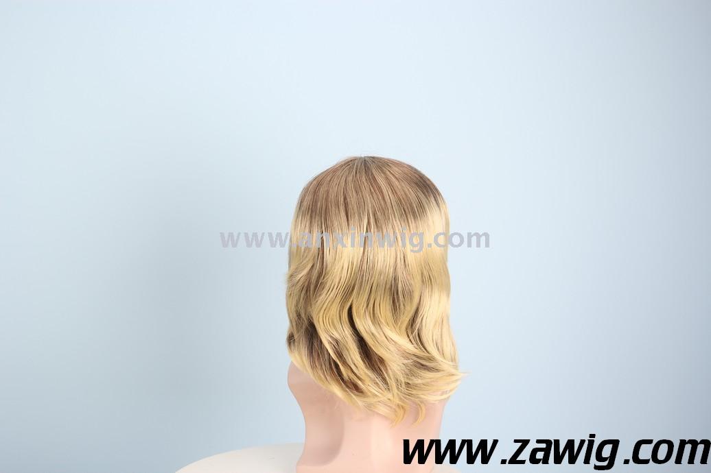Anxin Short Blonde Wigs for Men Synthetic Wig Golden Color Hairs Toupee High Temperature Cosplay Wigs for Man