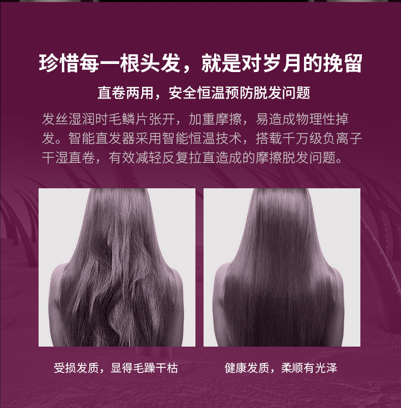 Curler Hair Straightener Straight Roll Dual-Purpose Hair Straightener Foreign Trade Wet and Dry Splint Cross-Border Hot Selling Perm Device