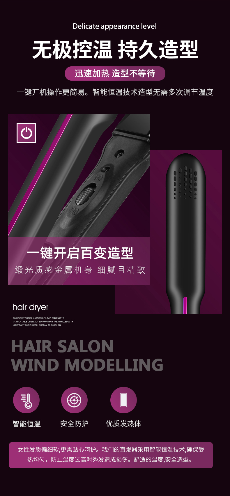 Curler Hair Straightener Straight Roll Dual-Purpose Hair Straightener Foreign Trade Wet and Dry Splint Cross-Border Hot Selling Perm Device