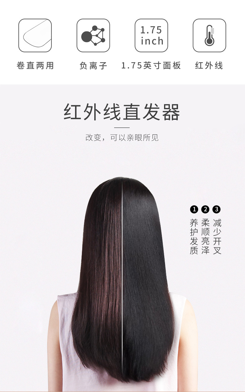 Cross-border e-commerce new infrared hair straightener anion hair splint violet liquid crystal wide plate straightener Cross-border e-commerce new infrared hair straightener anion hair splint violet liquid crystal wide plate straightener