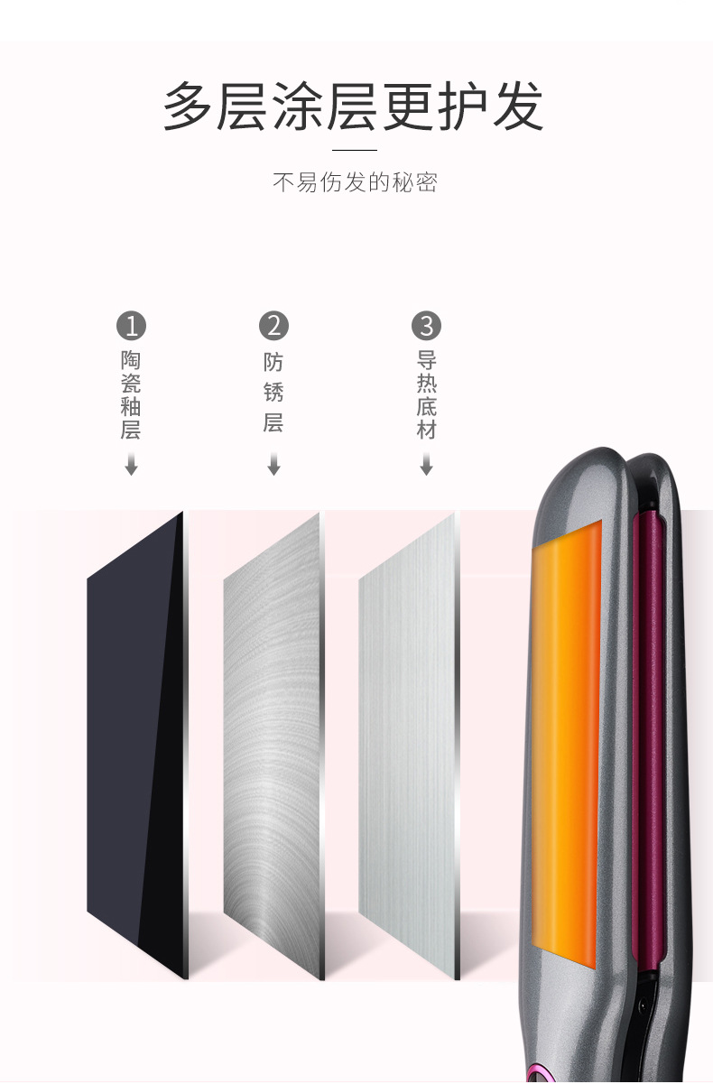 Cross-border e-commerce new infrared hair straightener anion hair splint violet liquid crystal wide plate straightener Cross-border e-commerce new infrared hair straightener anion hair splint violet liquid crystal wide plate straightener