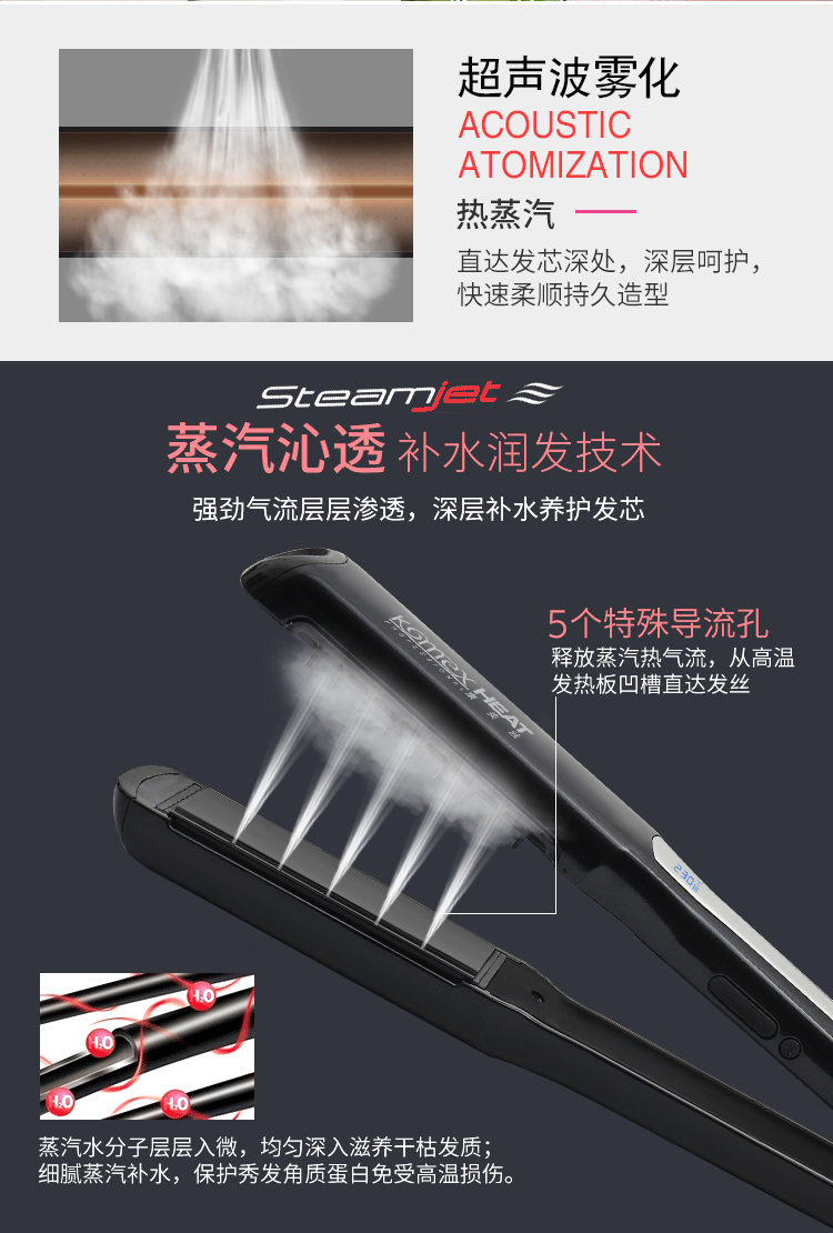 Professional Steam Hair Straightener With Argan Oil Straightening Irons Flat Iron Tourmaline 