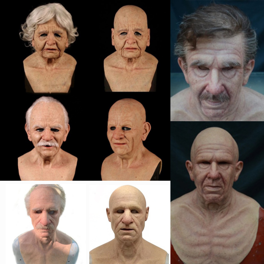 Amazon Independent Station Cross-Border Hot Old Man Mask Headgear Grandpa Face Wig Props Halloween Peripheral