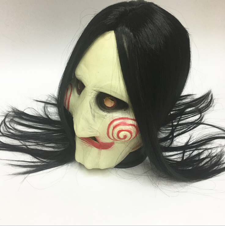 Chainsaw mask with wig chainsaw massacre movie theme Halloween cosplay mask