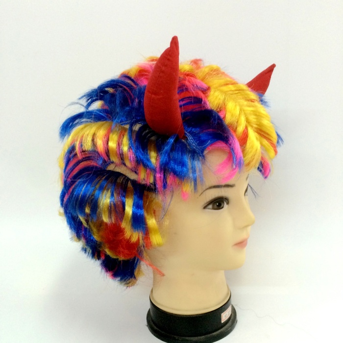 Halloween horns short hair wig can make small size wig