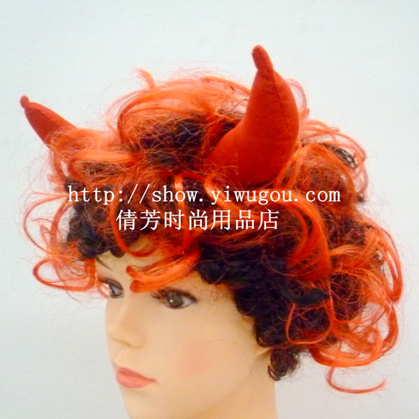 Ox horn short wig,Halloween wig