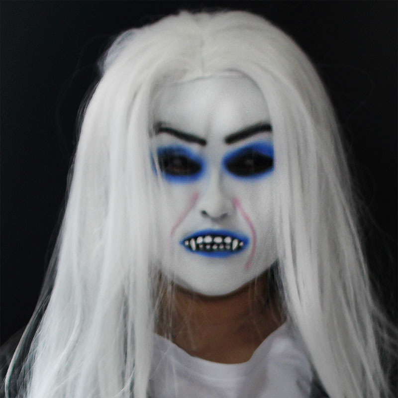 Halloween Script Killing Horror Mask Headgear Scary Ghost Wig Props Room Escape Zombie Female Ghost Mask