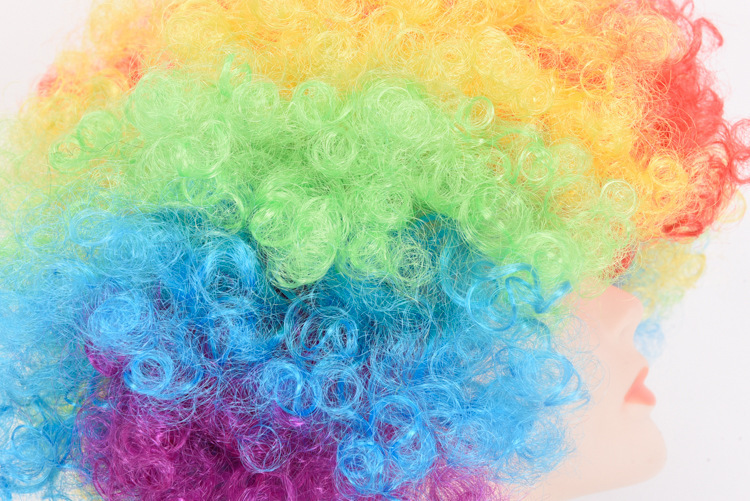 Halloween European and American Afro Wig Cosplay Fan Wig Clown Head Cover Children's Rainbow Party Wig