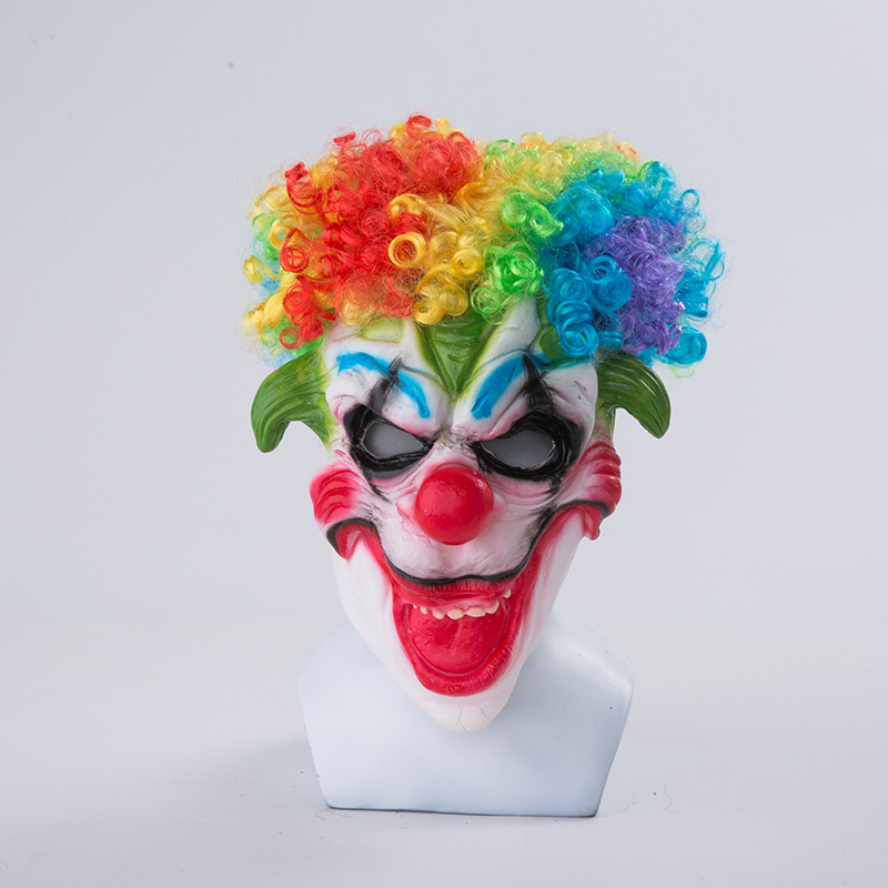 Funny Clown Mask Hip Hop Head Horror Clown Hat Halloween Carnival Funny Props Wig Wholesale