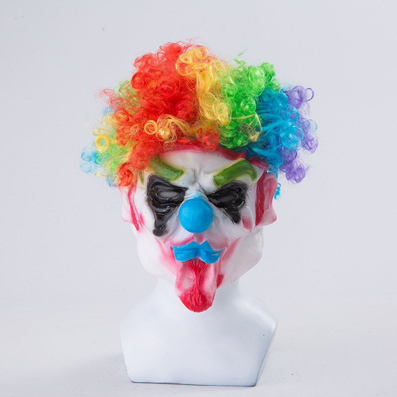 Funny Clown Mask Hip Hop Head Horror Clown Hat Halloween Carnival Funny Props Wig Wholesale