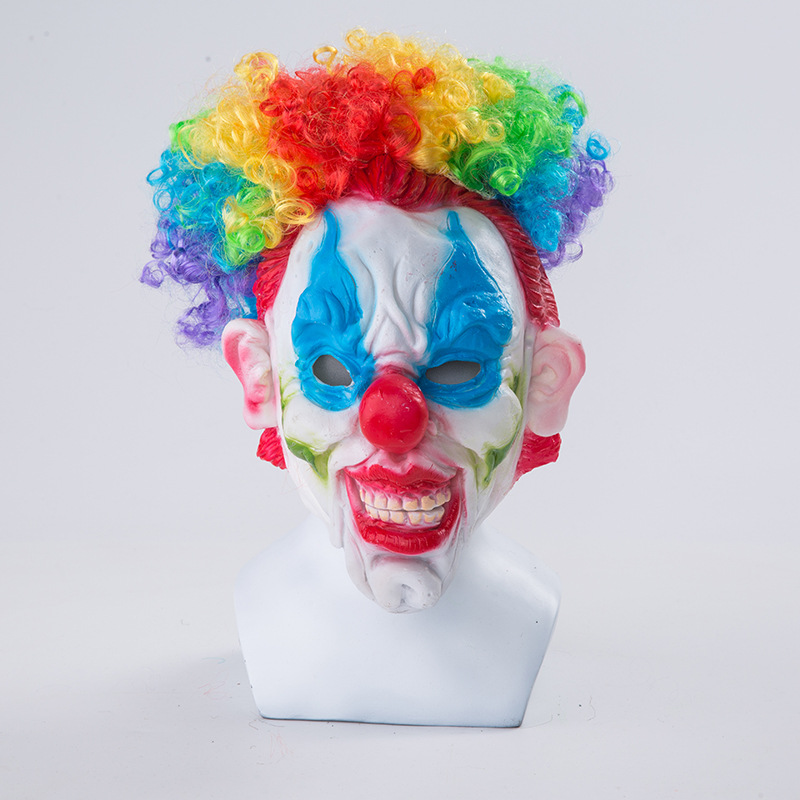 Funny Clown Mask Hip Hop Head Horror Clown Hat Halloween Carnival Funny Props Wig Wholesale