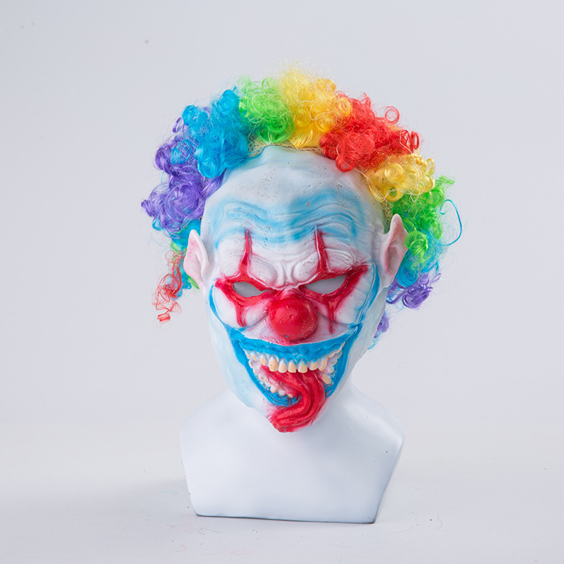 Funny Clown Mask Hip Hop Head Horror Clown Hat Halloween Carnival Funny Props Wig Wholesale