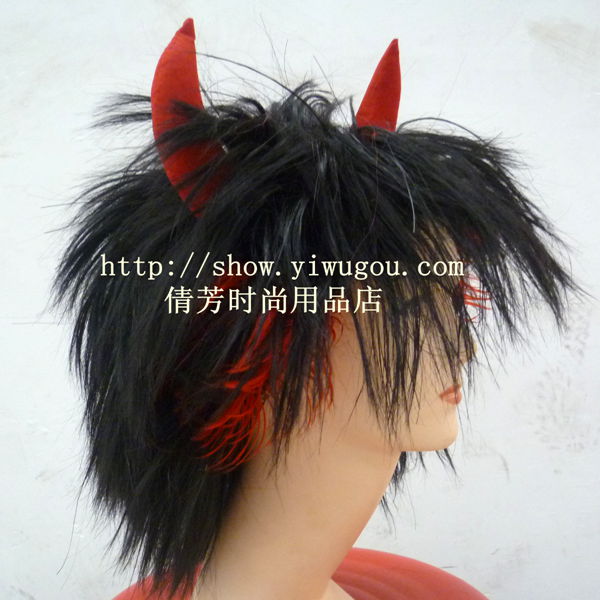 Halloween wig,Ox horn short wig,party wig,hair