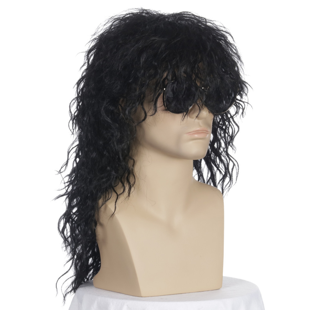 Cross-Border European and American Style Wig Rock Heavy Metal Party Halloween Wig Long Curly Hair Chemical Fiber Wig Male Spot Cross-Border European and American Style Wig Rock Heavy Metal Party Halloween Wig Long Curly Hair Chemical Fiber Wig Male Spot