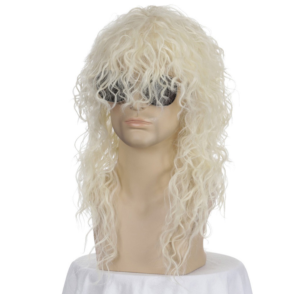 Cross-Border European and American Style Wig Rock Heavy Metal Party Halloween Wig Long Curly Hair Chemical Fiber Wig Male Spot Cross-Border European and American Style Wig Rock Heavy Metal Party Halloween Wig Long Curly Hair Chemical Fiber Wig Male Spot