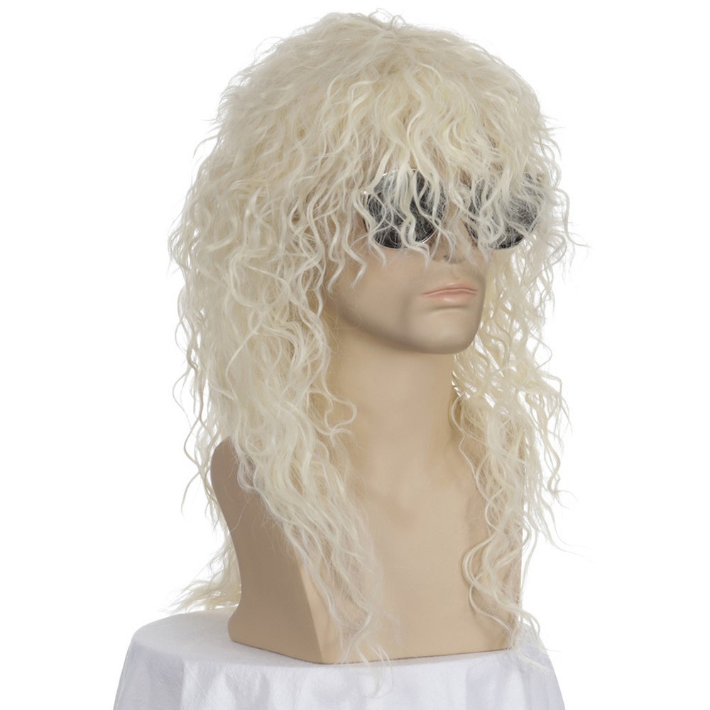 Cross-Border European and American Style Wig Rock Heavy Metal Party Halloween Wig Long Curly Hair Chemical Fiber Wig Male Spot Cross-Border European and American Style Wig Rock Heavy Metal Party Halloween Wig Long Curly Hair Chemical Fiber Wig Male Spot