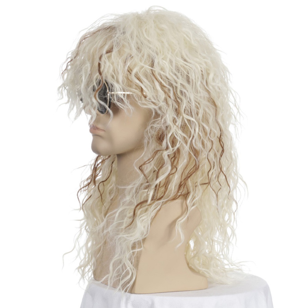 Cross-Border European and American Style Wig Rock Heavy Metal Party Halloween Wig Long Curly Hair Chemical Fiber Wig Male Spot Cross-Border European and American Style Wig Rock Heavy Metal Party Halloween Wig Long Curly Hair Chemical Fiber Wig Male Spot