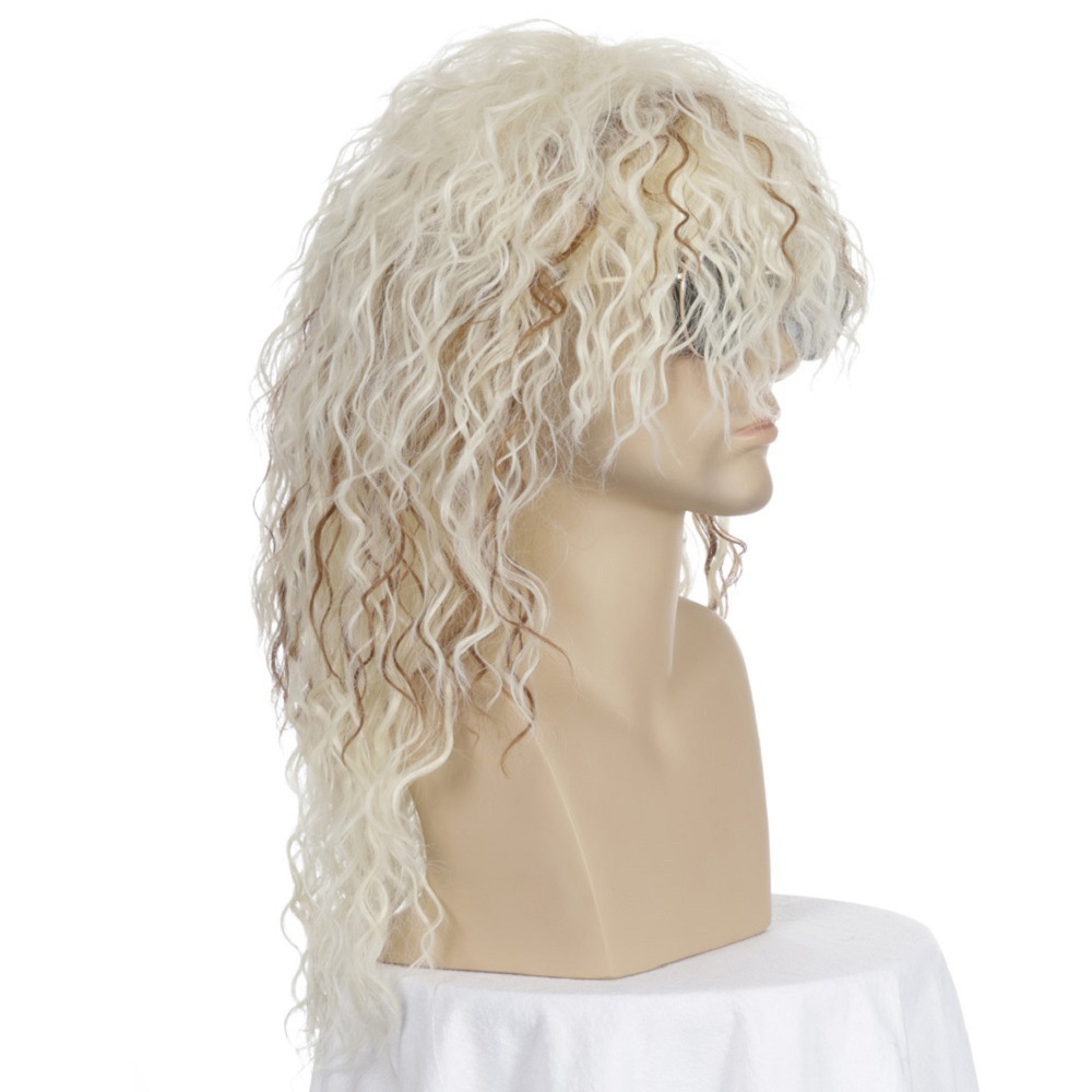 Cross-Border European and American Style Wig Rock Heavy Metal Party Halloween Wig Long Curly Hair Chemical Fiber Wig Male Spot Cross-Border European and American Style Wig Rock Heavy Metal Party Halloween Wig Long Curly Hair Chemical Fiber Wig Male Spot