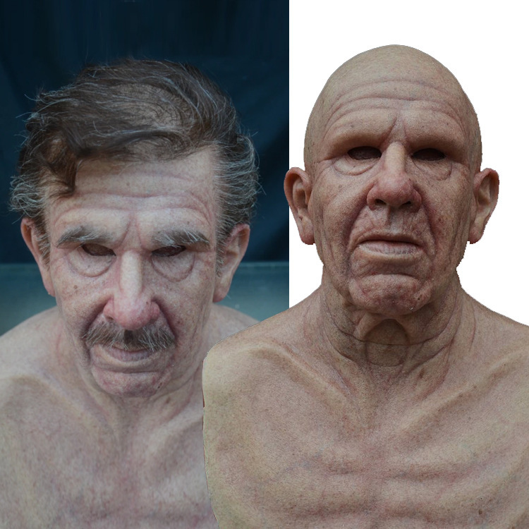 Halloween New Style Grandpa Wig Old Mask Headgear Factory Direct Sales Bald Head LOTORY Horror Mask