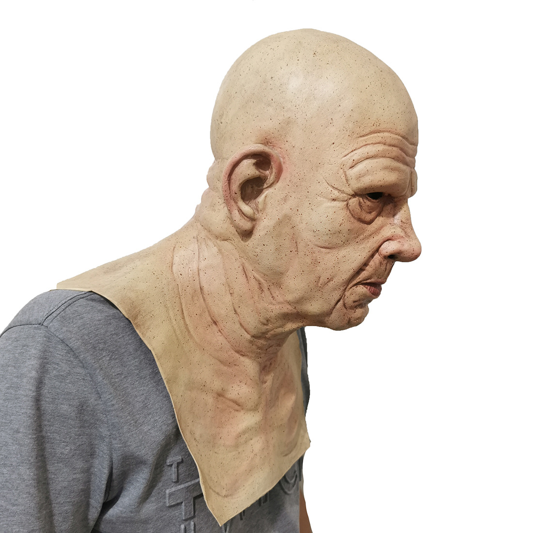 Halloween New Style Grandpa Wig Old Mask Headgear Factory Direct Sales Bald Head LOTORY Horror Mask
