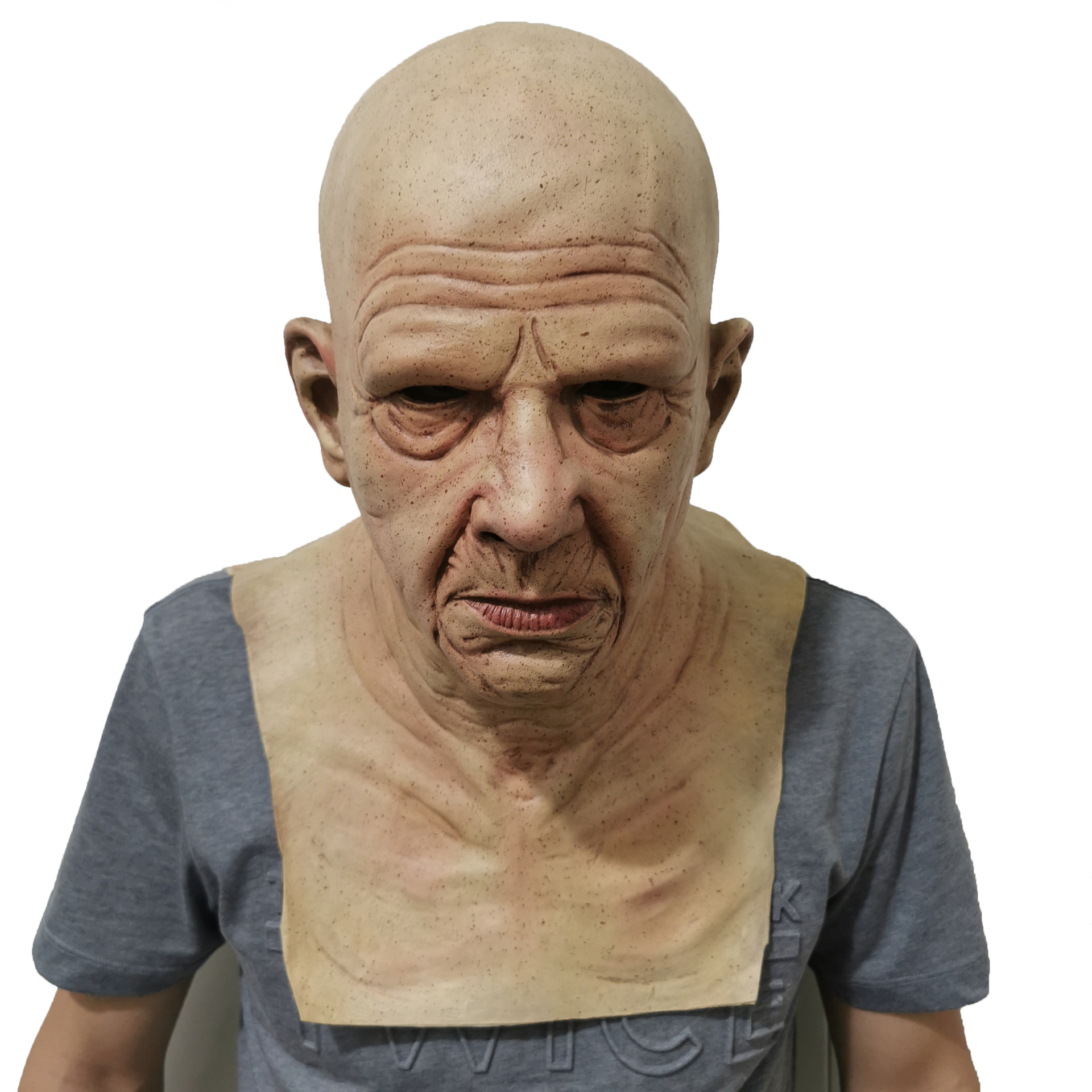 Halloween New Style Grandpa Wig Old Mask Headgear Factory Direct Sales Bald Head LOTORY Horror Mask