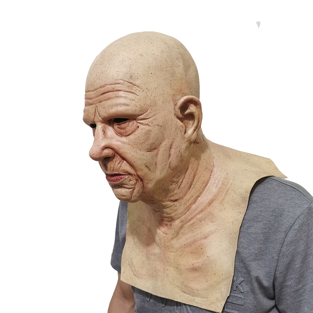 Halloween New Style Grandpa Wig Old Mask Headgear Factory Direct Sales Bald Head LOTORY Horror Mask