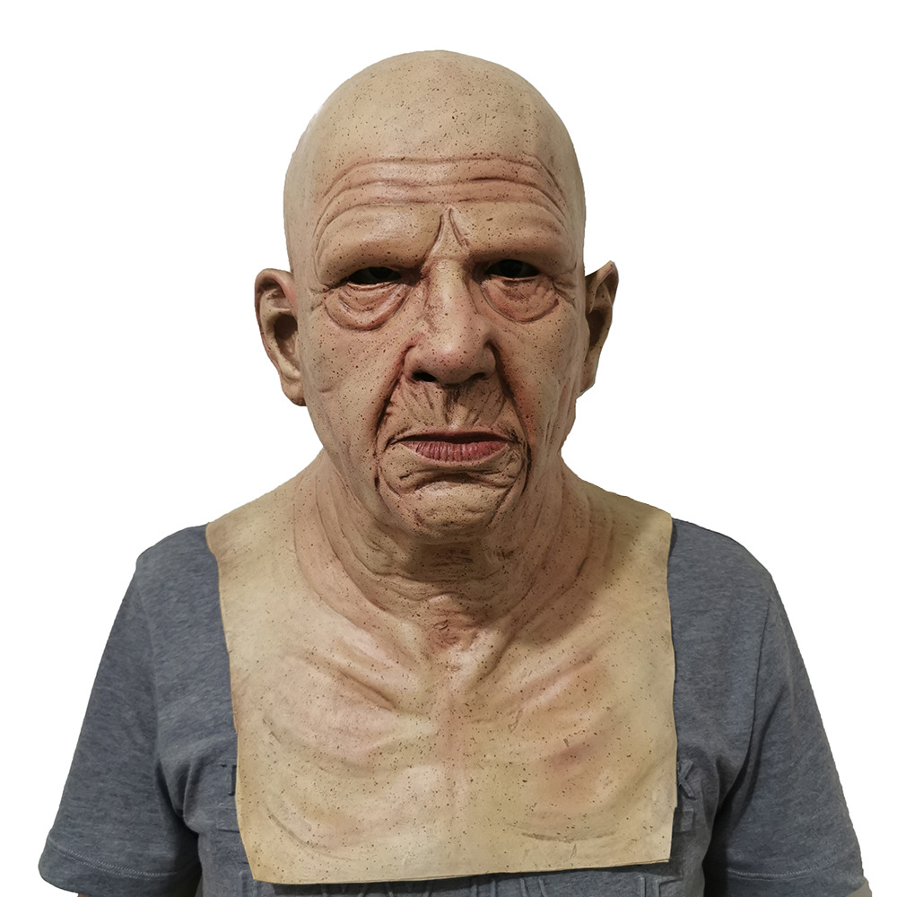 Halloween New Style Grandpa Wig Old Mask Headgear Factory Direct Sales Bald Head LOTORY Horror Mask