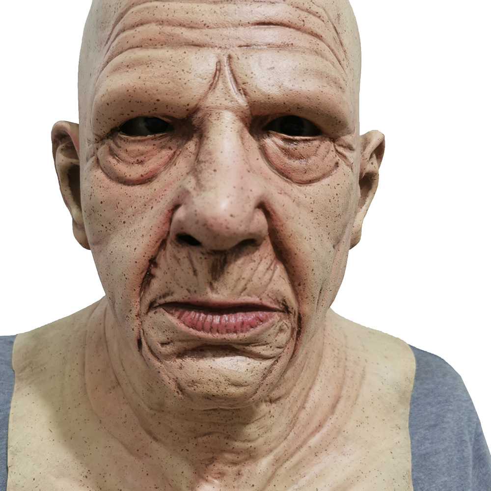 Halloween New Style Grandpa Wig Old Mask Headgear Factory Direct Sales Bald Head LOTORY Horror Mask