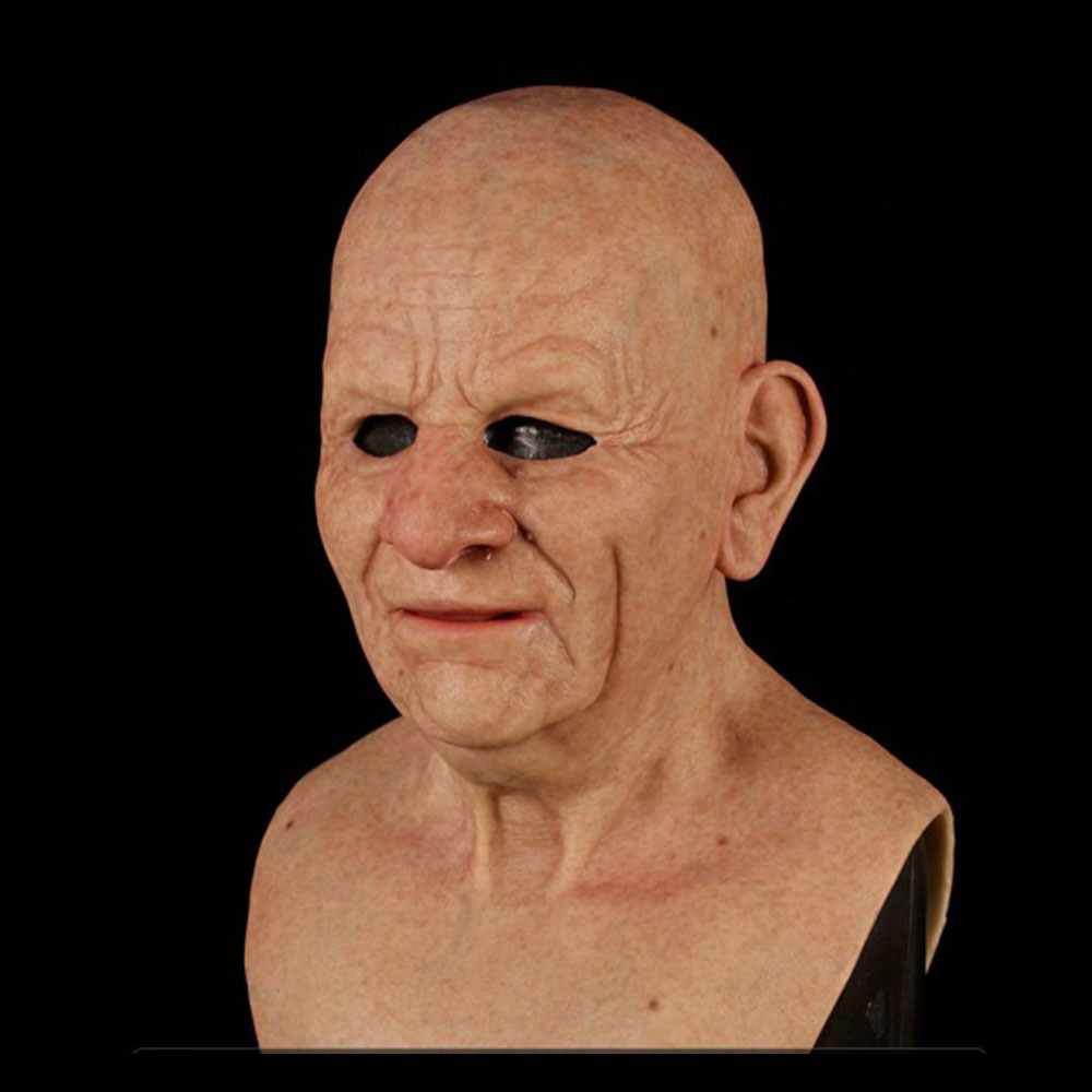 Independent Station Popular Old Man and Grandpa Face Wig Old Man Mask Horror Head Cover ICOs Halloween Peripheral