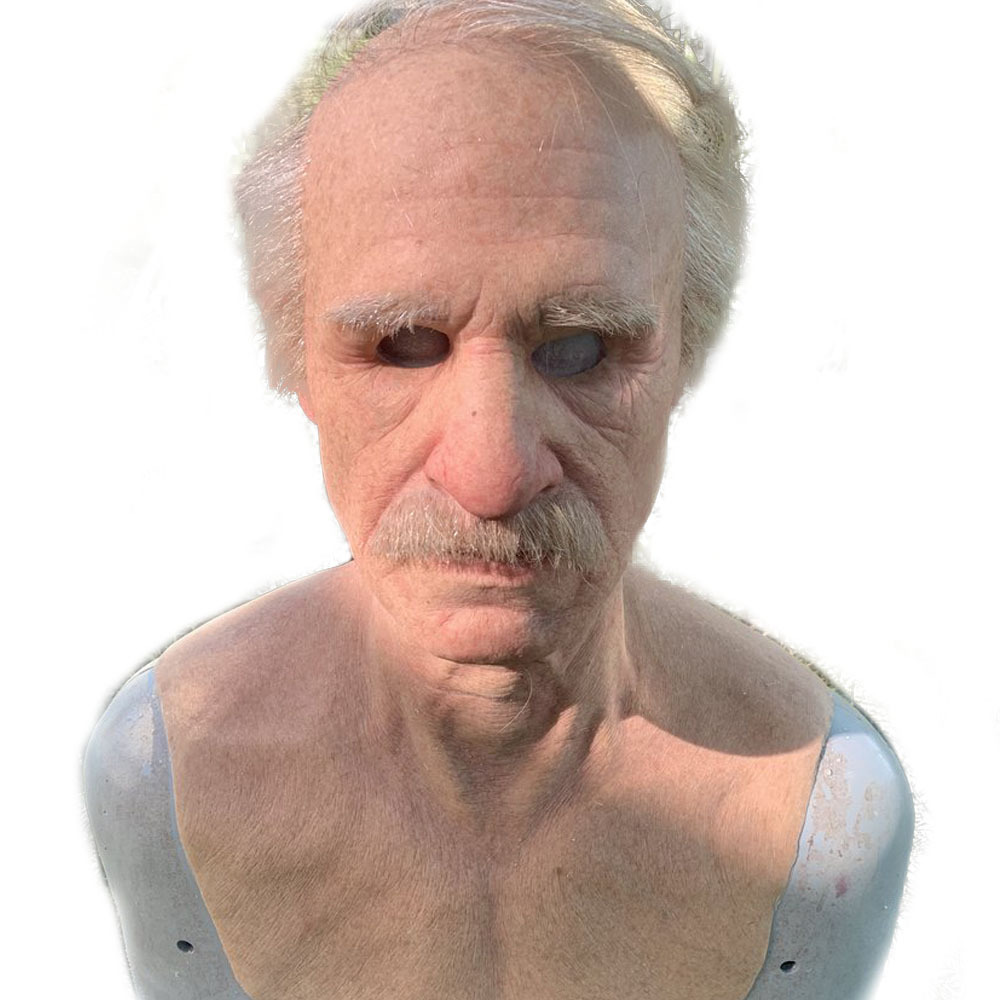 Independent Station Foreign Trade Cross-Border Halloween Hot Old 3D Realistic Wig Mask Head Cover Props Peripheral