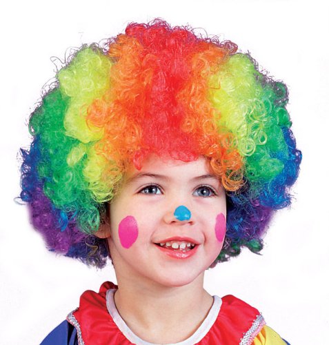 Holiday Party Clown Costume  Rainbow  Football Fan Adult Child Wig Disco Hippie Cosplay Fluffy Wig color run wig