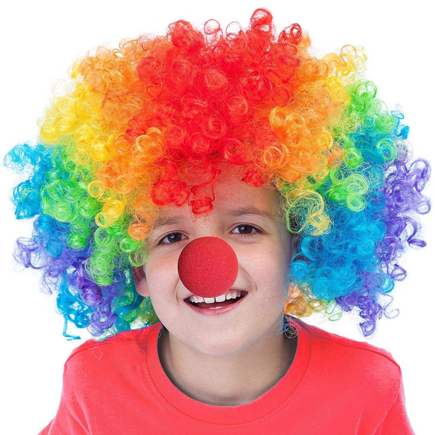 Holiday Party Clown Costume  Rainbow  Football Fan Adult Child Wig Disco Hippie Cosplay Fluffy Wig color run wig