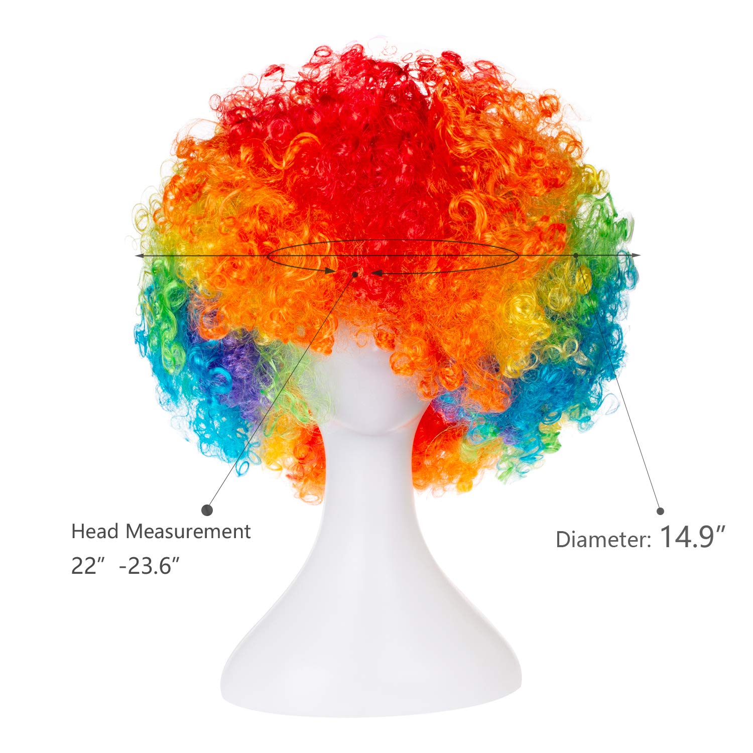 Holiday Party Clown Costume Rainbow Football Fan Adult Child Wig Disco Hippie Cosplay Fluffy Wig color run wig Holiday Party Clown Costume Rainbow Football Fan Adult Child Wig Disco Hippie Cosplay Fluffy Wig color run wig