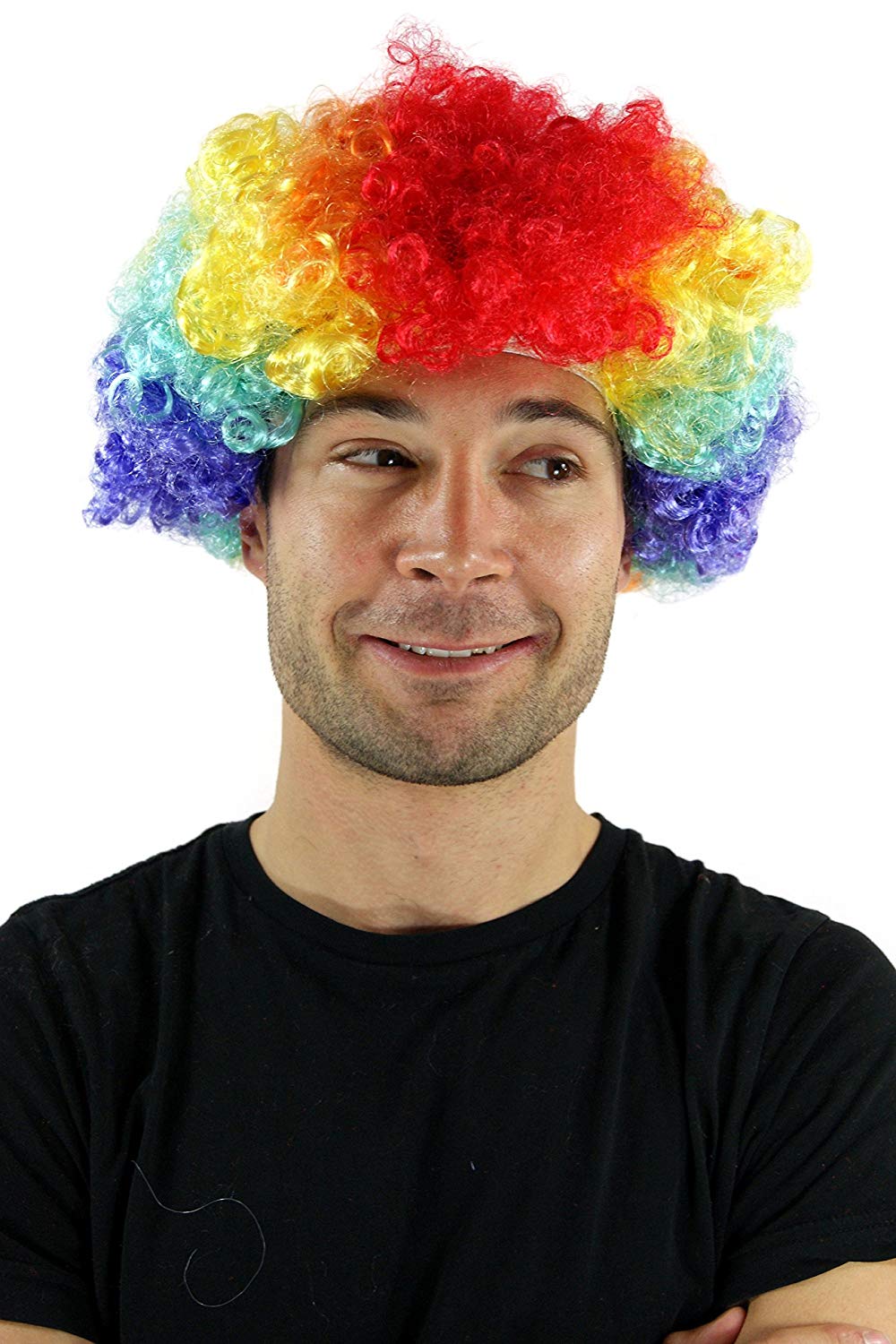 Holiday Party Clown Costume Rainbow Football Fan Adult Child Wig Disco Hippie Cosplay Fluffy Wig color run wig Holiday Party Clown Costume Rainbow Football Fan Adult Child Wig Disco Hippie Cosplay Fluffy Wig color run wig