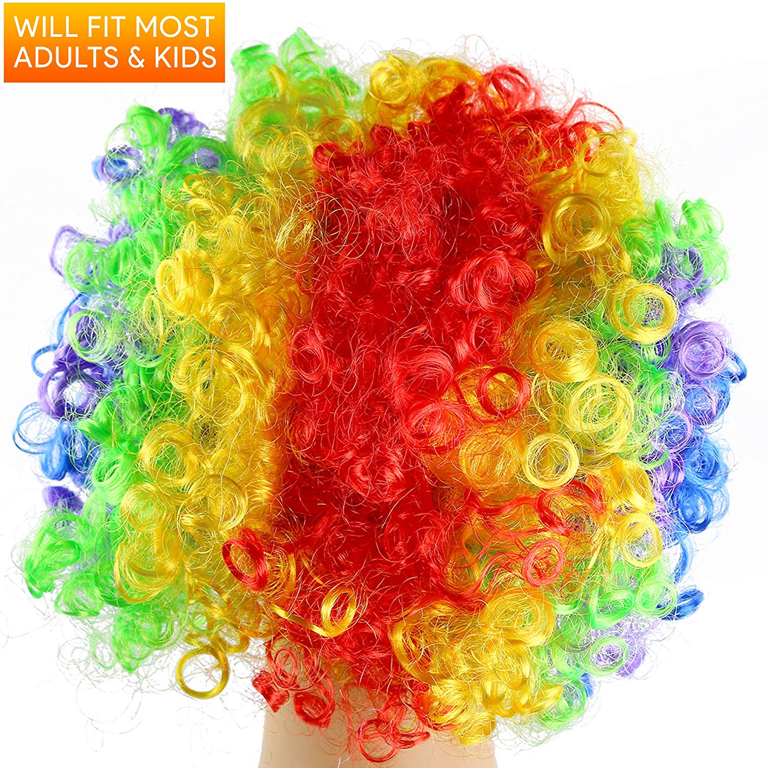 Holiday Party Clown Costume Rainbow Football Fan Adult Child Wig Disco Hippie Cosplay Fluffy Wig color run wig Holiday Party Clown Costume Rainbow Football Fan Adult Child Wig Disco Hippie Cosplay Fluffy Wig color run wig