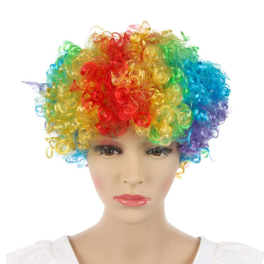 Holiday Party Clown Costume Rainbow Football Fan Adult Child Wig Disco Hippie Cosplay Fluffy Wig color run wig Holiday Party Clown Costume Rainbow Football Fan Adult Child Wig Disco Hippie Cosplay Fluffy Wig color run wig